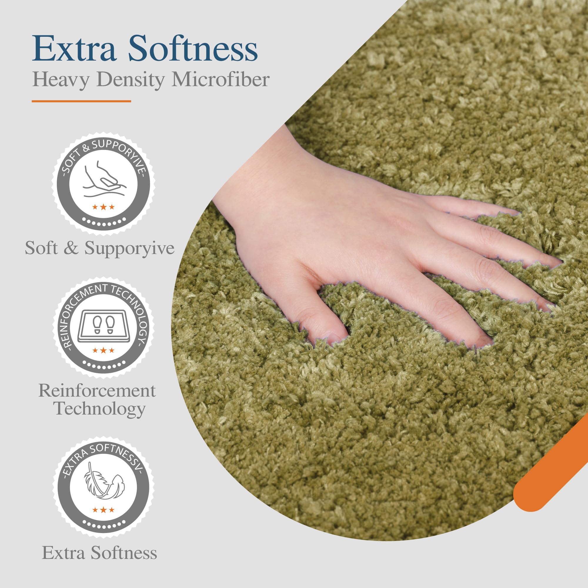 Walensee Bathroom Contour Rug (20X24, Olive Green) Non Slip Bath Mat For Bathroom Water Absorbent Soft Microfiber Shaggy Bathroo